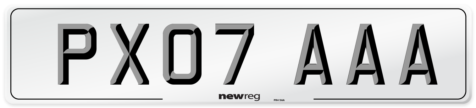 PX07 AAA Number Plate from New Reg